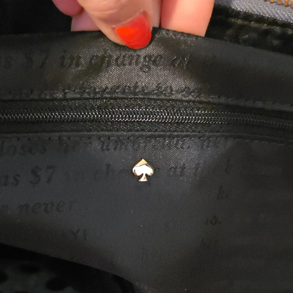 Kate Spade Story Line Gray and Black Polka Dot Shoulder Bag - Picture 5 of 5